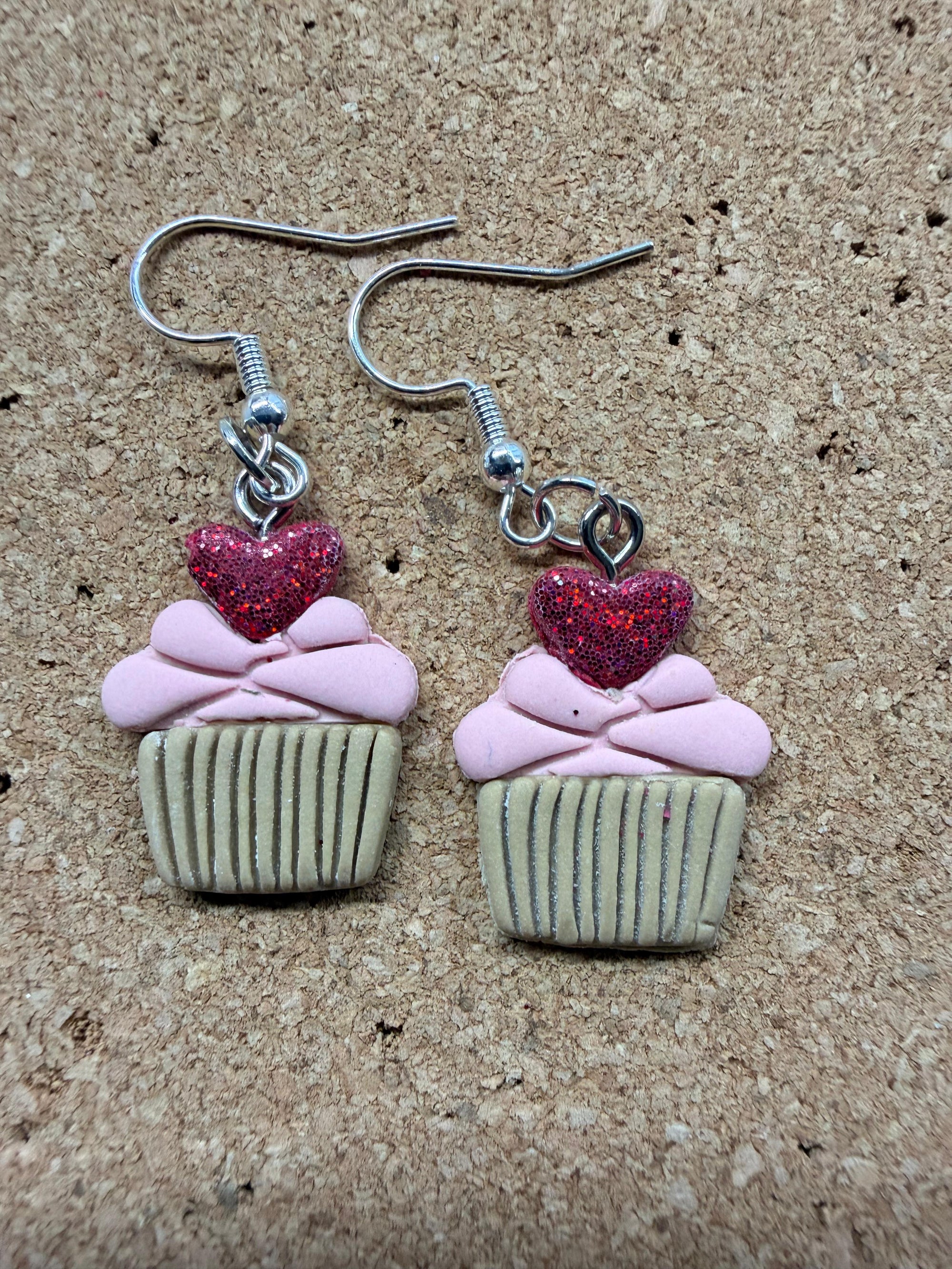 Whimsical Valentine Earrings - Cupcakes