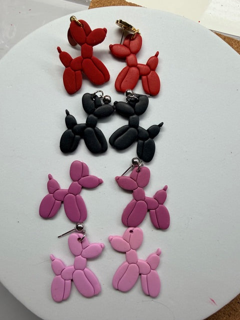 Whimsical Valentine Earrings - Balloon Dogs