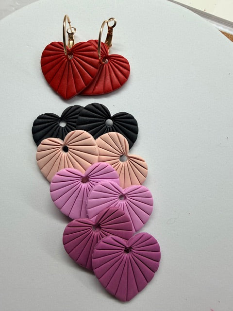 Whimsical Valentine Earrings - Fan Hearts