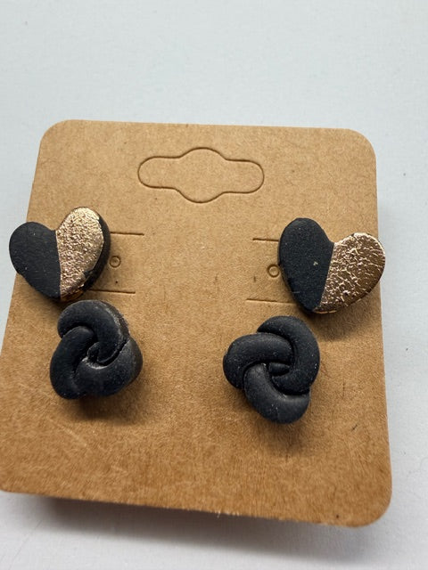 Whimsical Valentine Earrings - Elegant Black